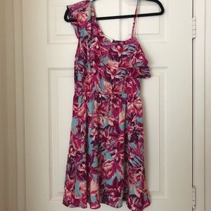 Monteau one-shoulder knee length  tropical dress